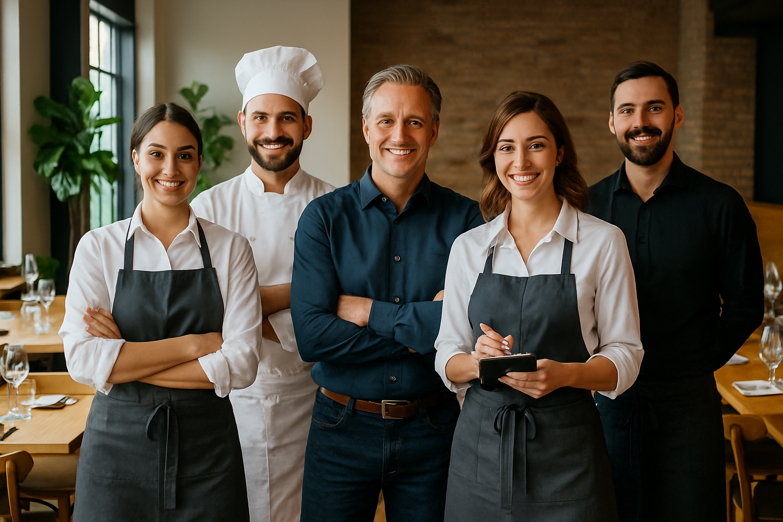 Equipo de cocina trabajando en pase de servicio