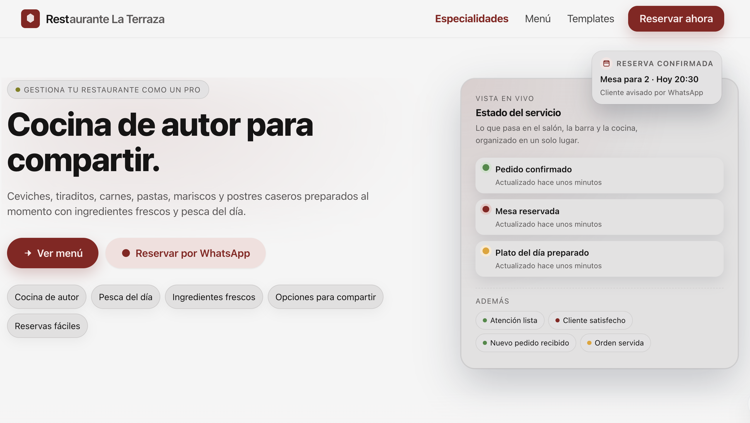 Hero gastronómico Pizzería italiana