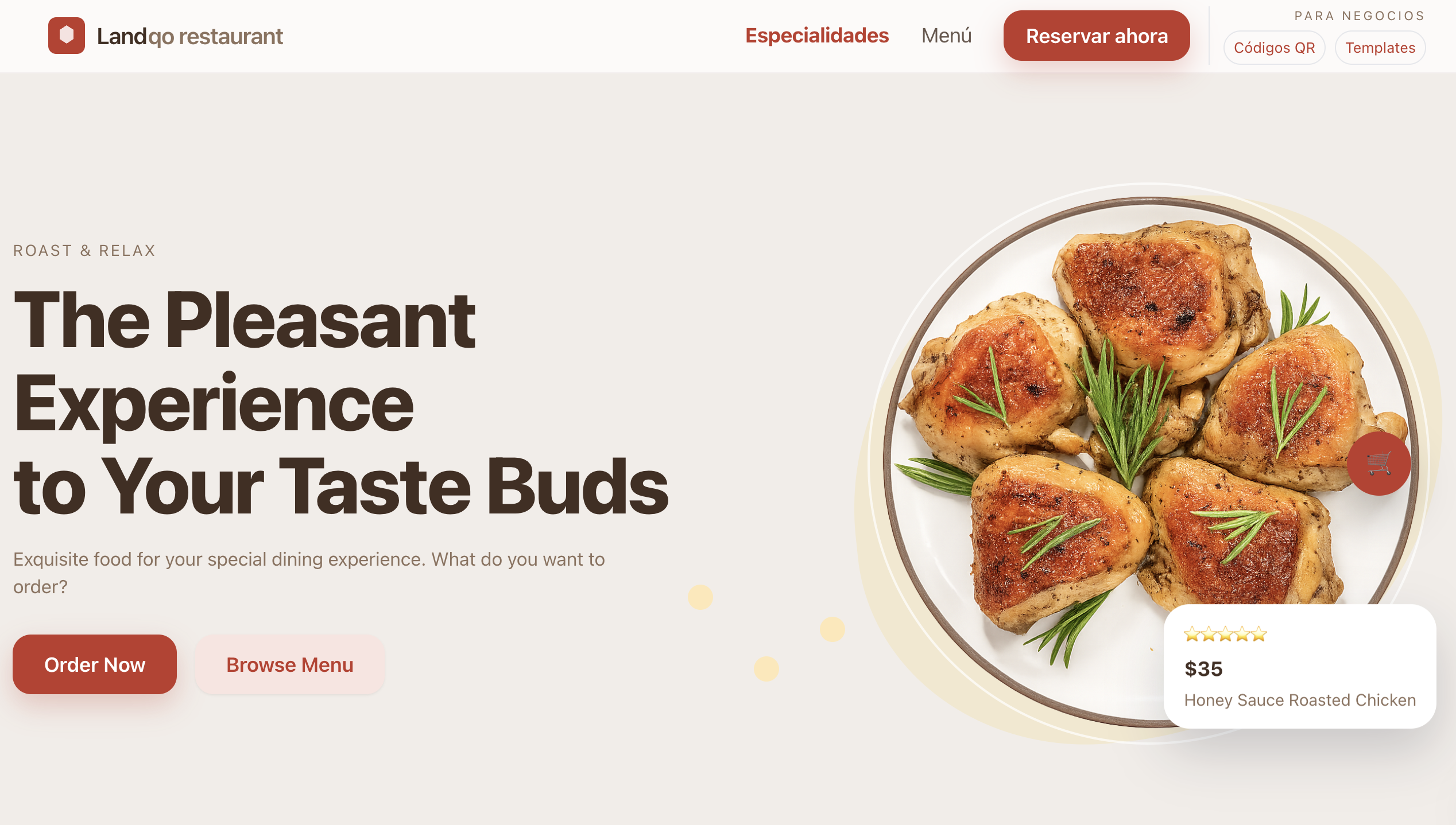 Hero gastronómico Roast & Relax